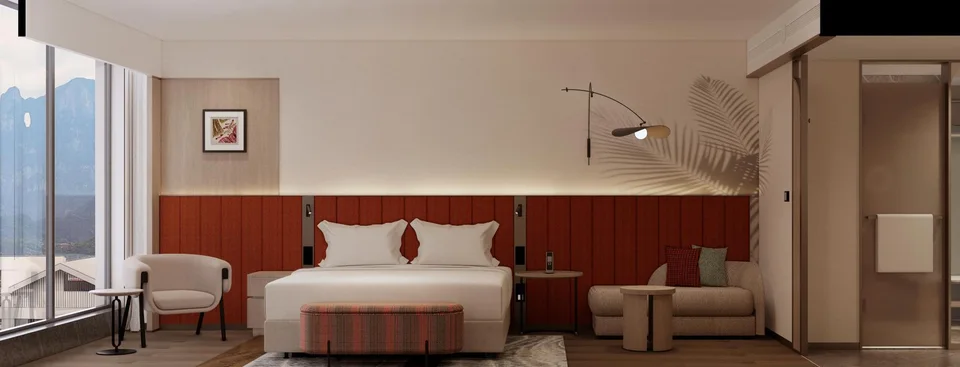 Family-room design rendering for Hilton Garden Inn Zhangjiajie Tianmen Mountain