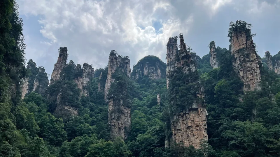 Panoramic view of Wulingyuan's sandstone peaks