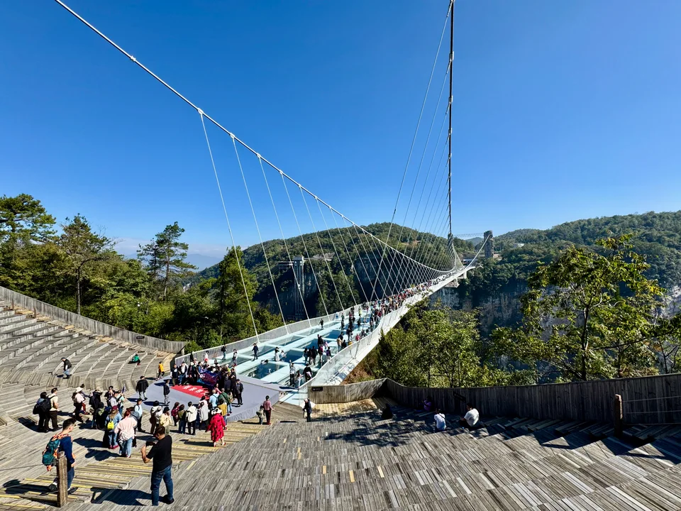 Glass bridge spanning the canyon